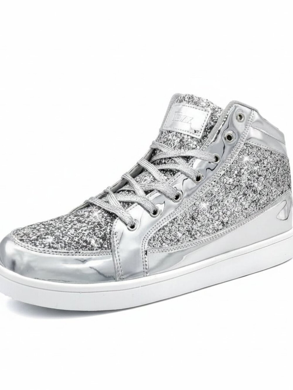 Men Women Silver High Top Bling Glitter Party Disco Retro Metallic Gold Sneakers